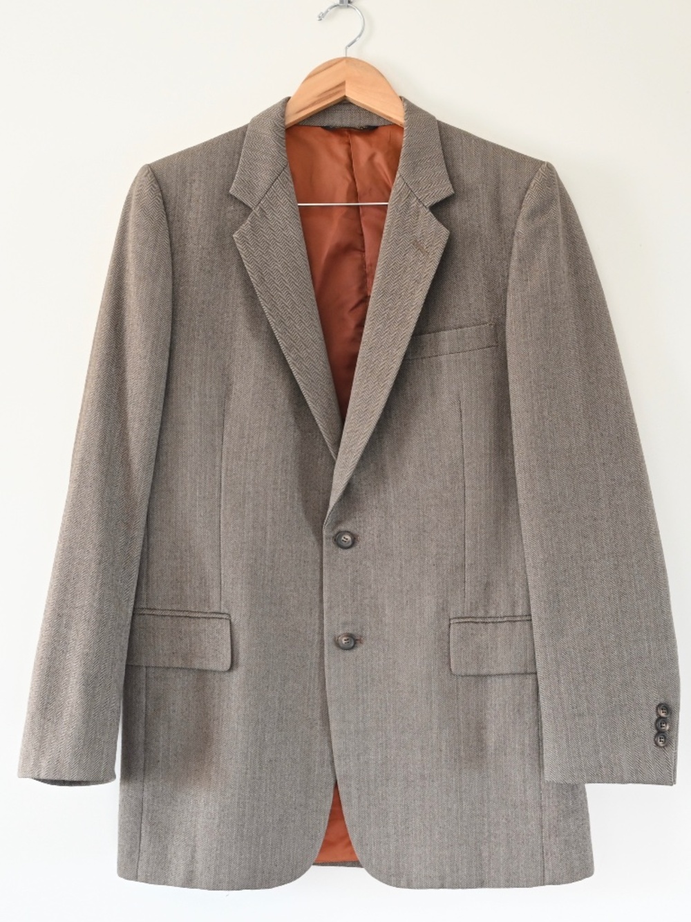 Paul Rene International Collection Brown Herringbone Two Button Jacket